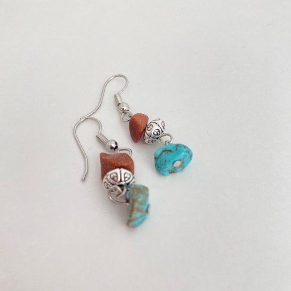Brown and Turquoise Earrings - Picture 1 of 2